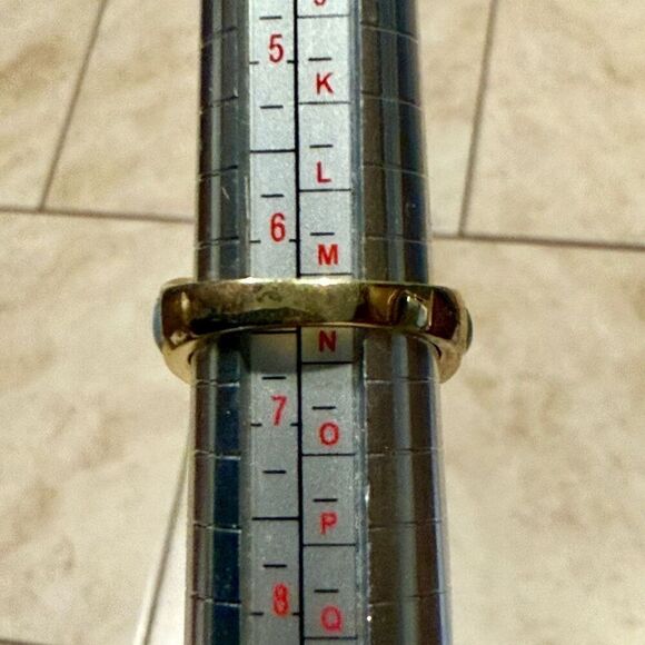 Stunning Natural Blue Larimar Wave Gold Ring Size 6 New - Picture 5 of 7